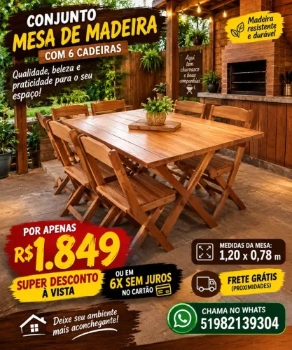 Mesa 1.20x78 6 Cadeiras