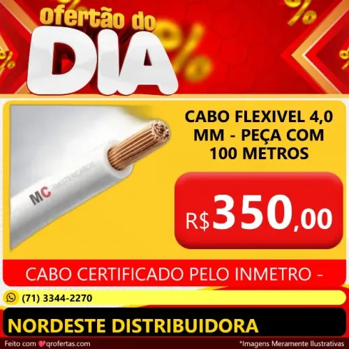 CABO FLEXIVEL 4,0 MM - CABO 4,0 MM - CERTIFICADO COM INMETRO - CABINHO FLEXIVEL 4,0 MM