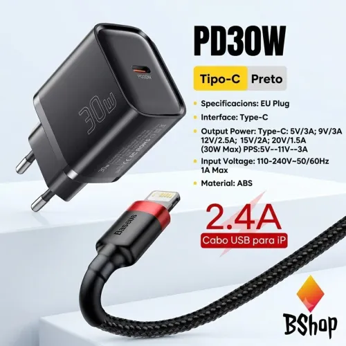 Carregador para iPhone 30w 