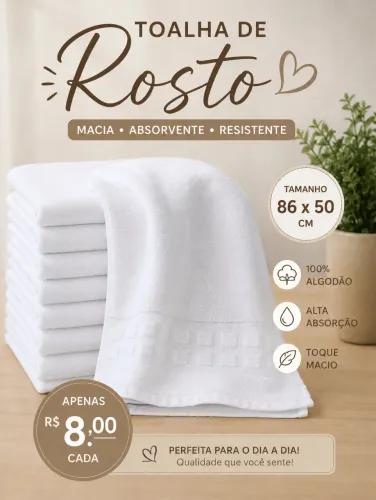 Toalhas de rosto 100% algodão