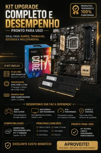 Kit PC Gamer i7-7700 + ASUS H170M-PLUS + 16GB DDR4 | Testado