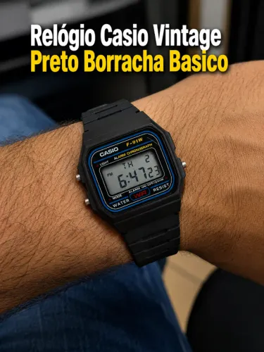 Relógio Casio Vintage Preto Masculino Digital com LED