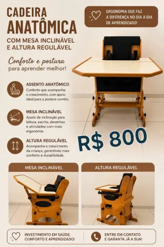 Cadeira anatômica para crianças especiais