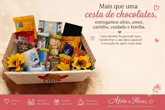 Cestas de Café da Manhã e Chocolates - Afeto & Flores