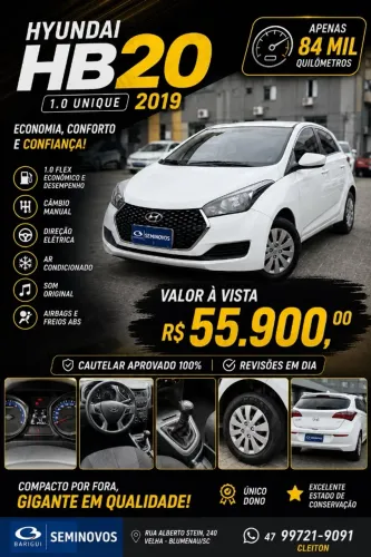Hyundai HB20 Unique 1.0 Flex 12V Mec. 2019