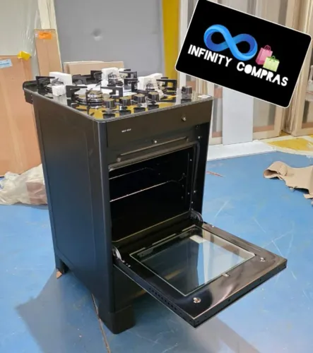 Fogão tampo de vidro 4 trempe 