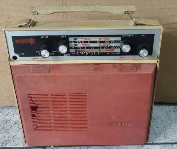 Vitrola sonatella sonata radiola toca disco portátil maleta som antigo rádio ler descrição