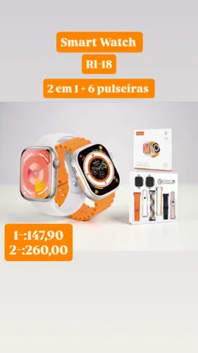 Relógio smart Watch 2 em 1 + 6 pulseiras 