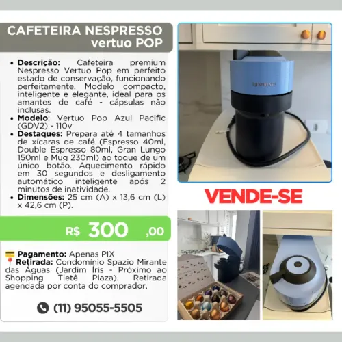 Cafeteira Nespresso Vertuo Pop Azul Pacific 110V