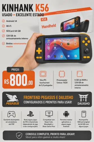 Videogame portátil Kinhank K56 - Excelente estado | 1 mês de uso