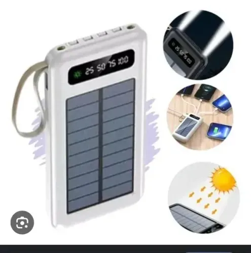 Carregador Portátil 10000mah Energia Solar 4 Cabos Embutidos Carrega no Sol
