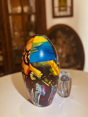 Vaso Klimt em cerâmica pintado por impressão (esmaltado) modelo Fantasy