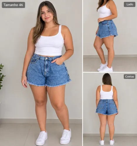 shorts jeans jeanswear barra desfiada azul 44/46