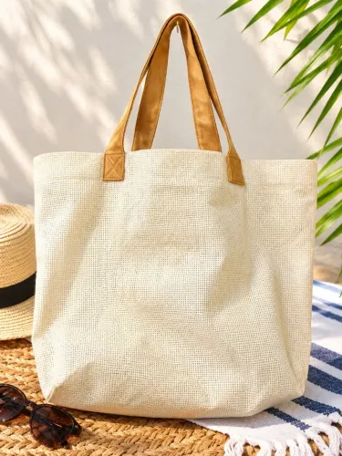 Kit BOLSA DE TELA OFF-WHITE - LINDA E VERSÁTIL!* + CHINELO ESTAMPADO ESPETO CARIOCA