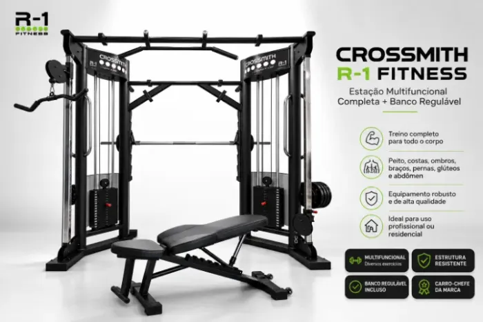 Crossmith R-1 Fitness + Banco Regulável + Acessórios