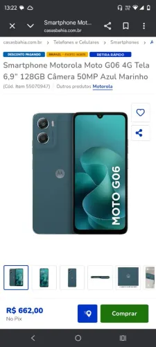 Smartphone Motorola moto G06 4G tela 6,9 128gb Câmera 50 MP azul marinho