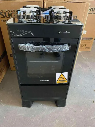 FOGÃO SUGGAR NEO GLASS 4 BOCAS PRETO NOVO
