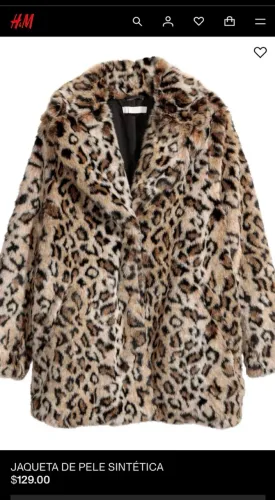 casaco pele sintética h&m onça