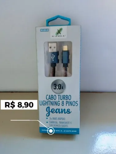 Cabo Turbo Para IPHONE Acabamento em Jeans