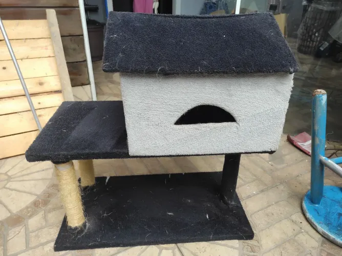 Arranhador e casinha para gato 