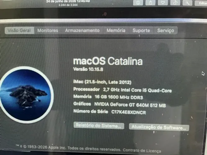 iMac 21.5 I5 2,7ghz 16gb Ssd 480gb A1418 Prateado