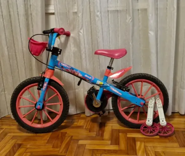 Bicicleta Nathor Candy Aro 16 azul e rosa