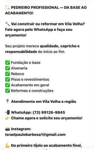 Pedreiro da base ao acabamento