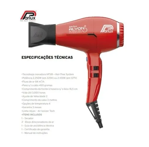 Secador de cabelo Parlux Alyon Air Ionizer Tech - Novo