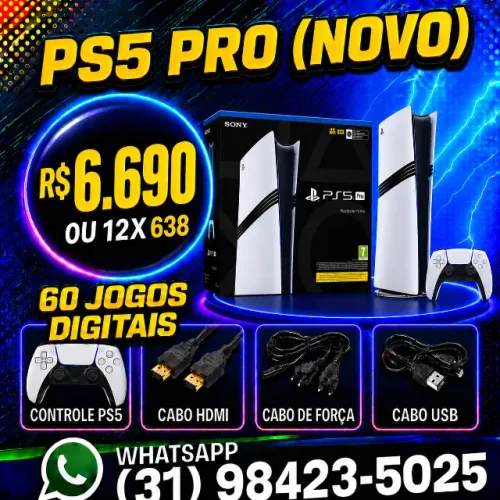 PS5 PRO 2TB NOVO LACRADO COM 65 JOGOS e GARANTIA O6 MES I LOJA FISICA