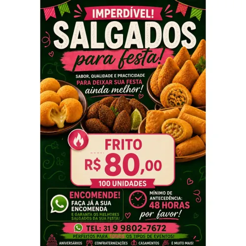 SALGADOS FRITOS PARA FESTAS E EVENTOS!
