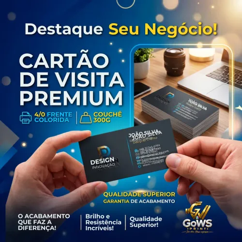 CARTÃO DE VISITA 300G VERNIZ TOTAL FRENTE 500 OU 1.000 UND