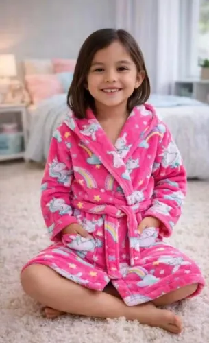 Roupão Infantil Soft Unicórnio Rosa