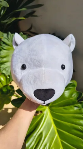 Pelúcia Cabeça de Urso Polar Decorativa