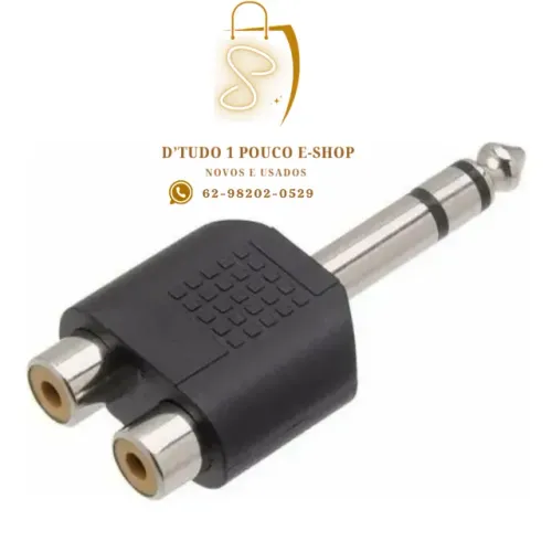Adaptador P10 Mono Macho x 2 Rca Femea- NOVO