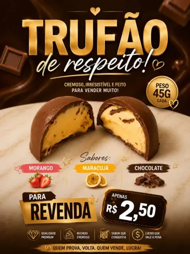 ? Trufão Premium 45g para Revenda - Apenas R$ 2,50 ! A Partir de 10 unidades 