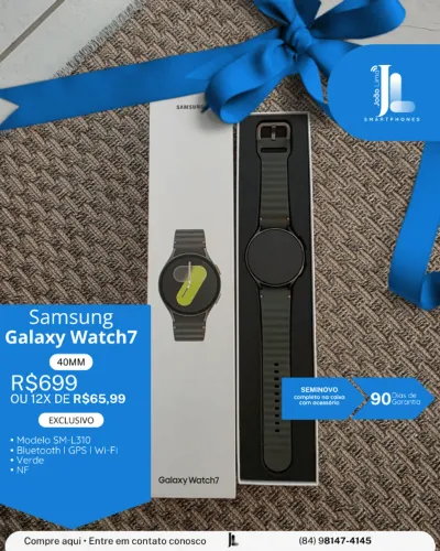 GALAXY WATCH7, 40MM, VERDE, SEMINOVO, EXCLUSIVO!