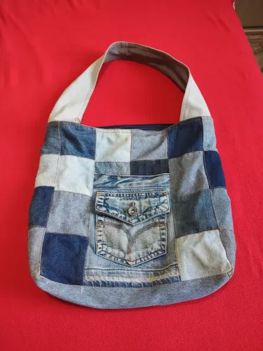 Sacola jeans retrô 40x30cm 