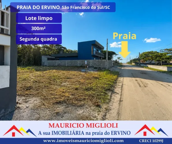 Lote segunda quadra do mar  na Praia do Ervino