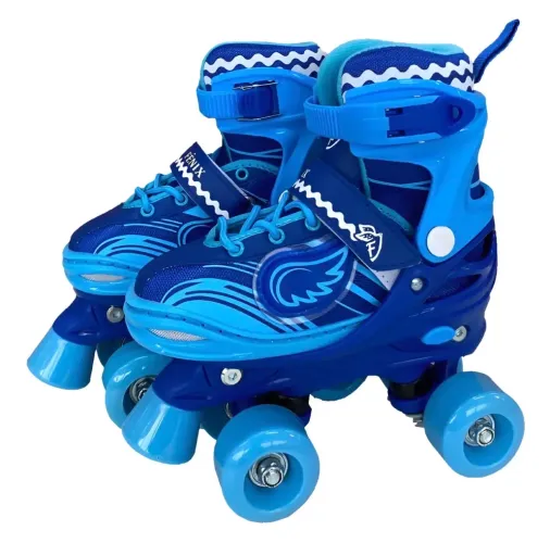 Patins 4 Rodas Infantil Ajustável Azul Rodas