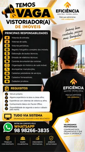 Vaga para Vistoriador