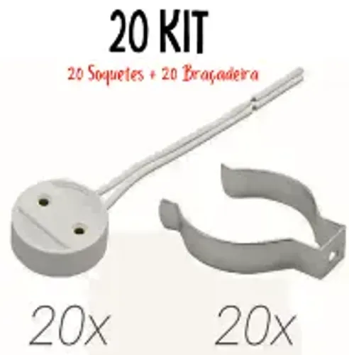 Kit 20 Abraçadeira Metálica T8 + 20 Soquete com Rabichos T8 _ CS509