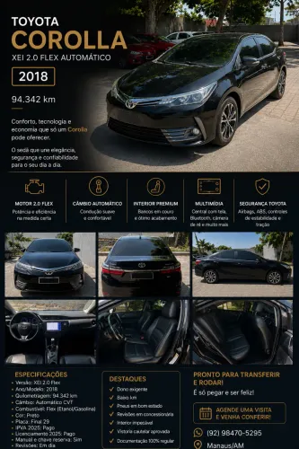 Toyota Corolla XEI 2.0 Flex 16V Aut. 2019