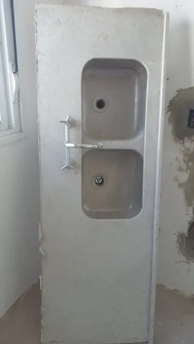 Pia de mármore inox, duas cubas