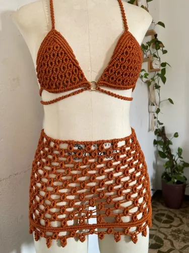 Conjunto artesanal Macramê
