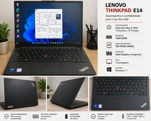 Notebook Lenovo ThinkPad E14 Core Ultra 5 16GB DDR5 500GB| GEN 6