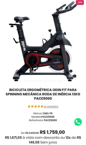 Bicicleta ergométrica odin fit para spinning mecânica roda de inércia 13kg pace5000