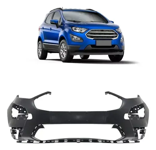 Parachoque Ford Ecosport 2018 à 2021 - Furo Farol Auxiliar / Logomarca - Preto - Genuíno