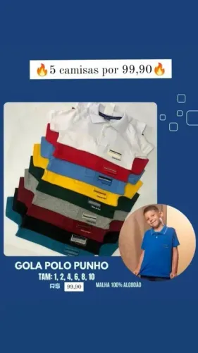 Camisa polo 100% algodão 