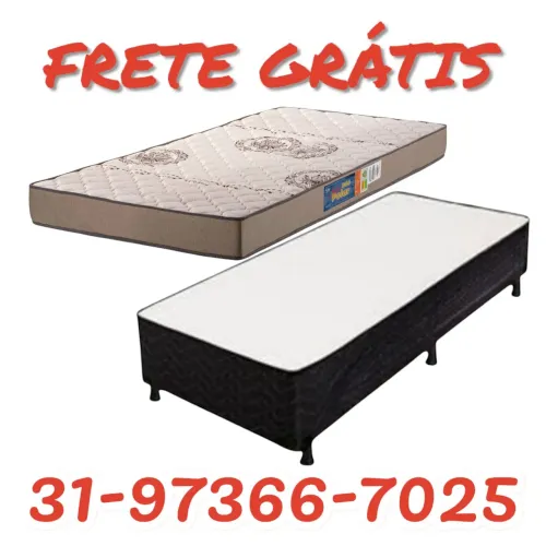 COLCHÃO SOLTEIRO D33 + BASE BOX + ENTREGA GRÁTIS