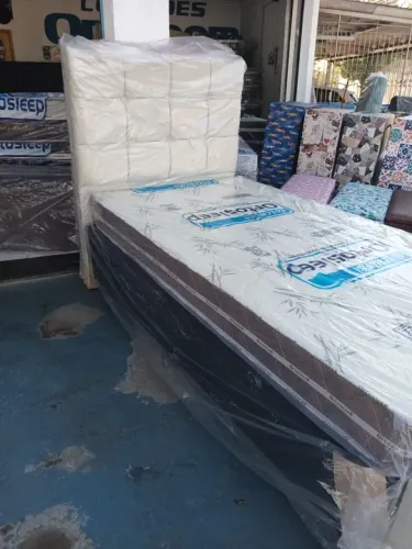 Cama solteirão com colchão D33com eps e cabeceira